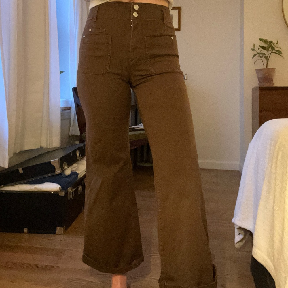 Anthropologie Maeve Wide Leg Cropped Jeans (Size 28)